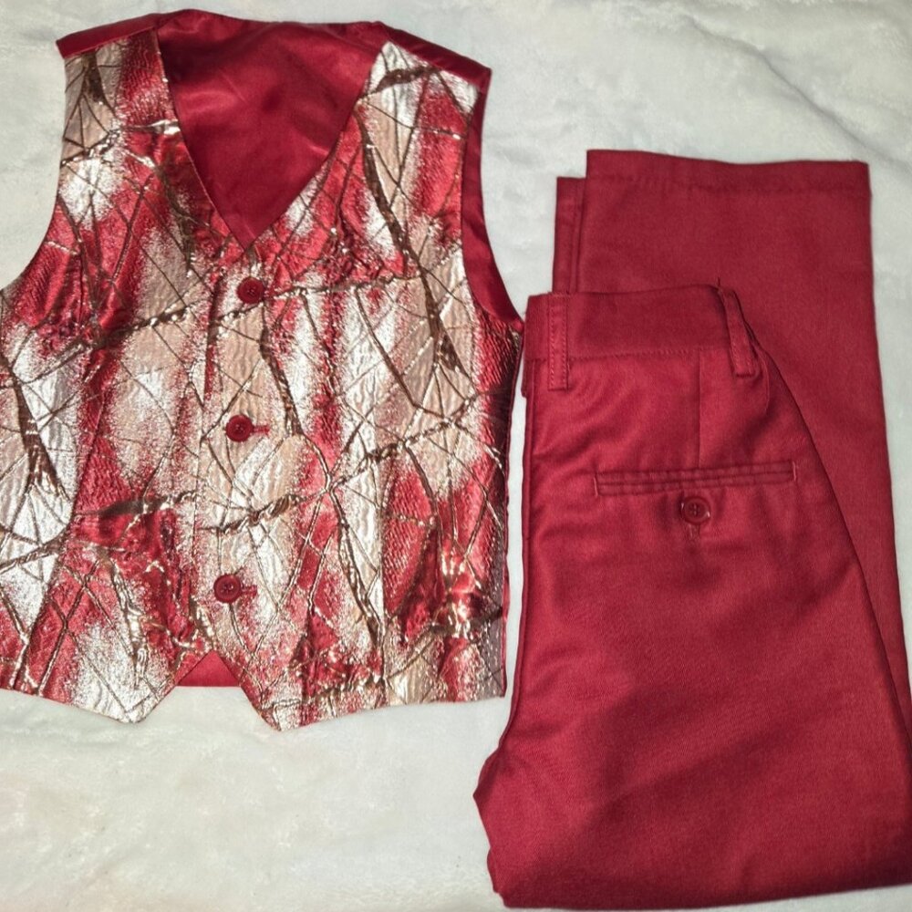 Burgundy vest and dress pants
